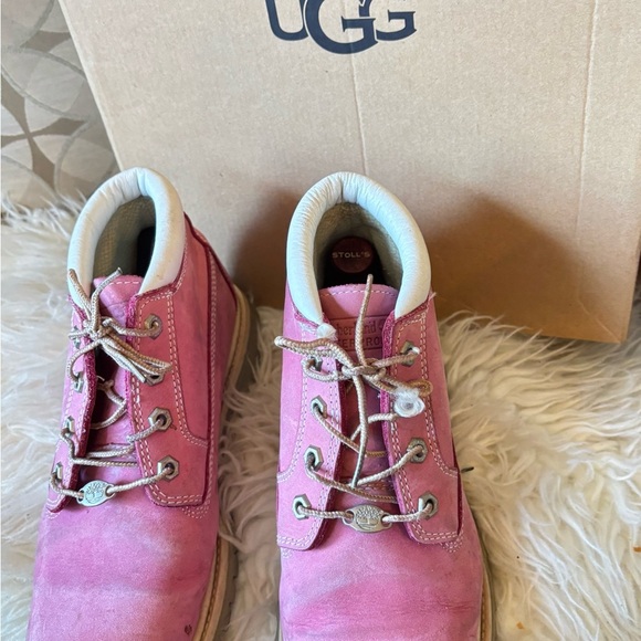Timberland Women's Nellie Chukka Pink Leather Waterproof Ankle Boots - Picture 10 of 14